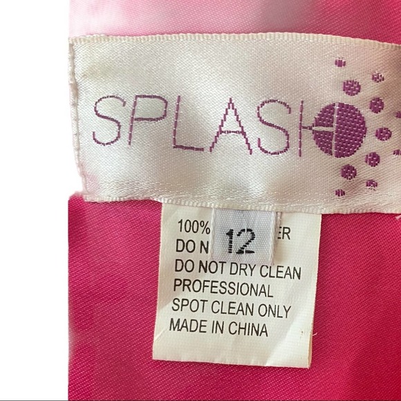 Formal Ballgown Prom Dress Pink Satin Black Beading Cut Out Size 12 Splash - Picture 6 of 11